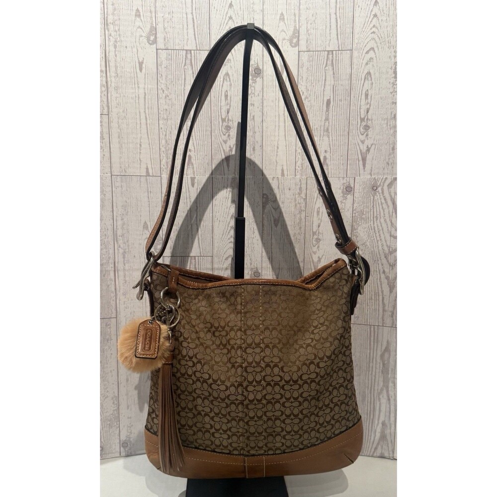 VTG Coach Signature Leather Canvas shoulder/Crossbody Convertible Tote F10417